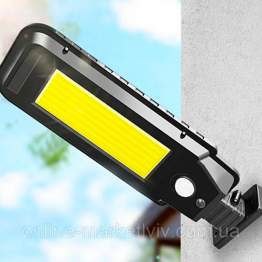 Вуличний прожектор, 210 LED, із сонячною панеллю і датчиком руху, 210A/T210B / Світильник-ліхтар на стовп, фото 1
