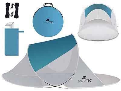 Пляжний намет 220x120x90 см — бірюзово-сіра Польща Malatec 10182