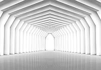 Фотообои красивые белый тоннель 254x184 см 3D современная геометрия (2651P4)+клей