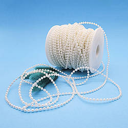 Намистини на нитці (перлинна нитка) / 4 мм / колір перлинний / замовлення від 1 метра