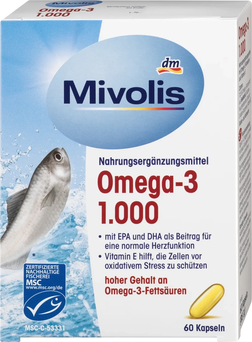 Біологічно активна добавка Mivolis Omega - 3 1000mg, 60 шт., фото 1