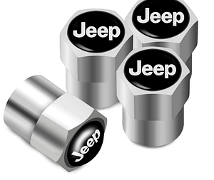 Захисні металеві ковпачки на ніпель, золотник автомобільних коліс із логотипом Jeep — хром