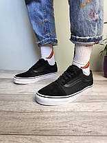 Жіночі кеди Vans Old Skool Black White Ванс Олд Скул чорні з білою підошвою замша бавовна, фото 2