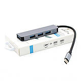 Usb Type C Хаб на 4 порти Hub Adapter ЮСБ Концентратор розгалужувач для ноутбука DK6918, фото 3