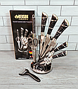 Набір гострих ножів BENSON BN-405 9 предметів кухонні ножі на підставці з ножицями та овочечисткою, фото 2