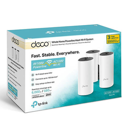 Маршрутизатор TP-Link DECO P9 3PK AC1200+AC1000 2xGE LAN/WAN Powerline MESH (DECO-P9-3-PACK), фото 3
