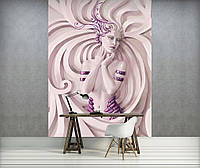 3д Барельеф флизелиновые фотообои на стену 206x275 см Скульптура девушки с фиолетовыми украшениями