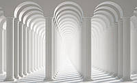 Готові фотошпалери 3д тунель коридор 254x184 см Білі арки з колон (3047P4)+клей
