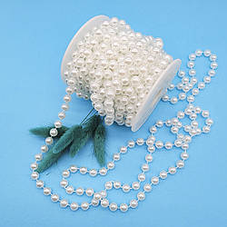 Намистини на нитці (перлинна нитка) / 10 мм / колір перлинний / замовлення від 1 метра