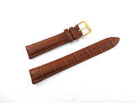 Кожаный ремешок для наручных часов "Nagata" 18 мм Spain коричневый текстурный с золотистой пряжкой