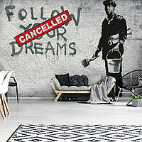 Искусство флизелиновые фотообои граффити бетон 368x254 см Бэнкси Следуйте за своими мечтами - Отменено