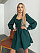 Коктейльне стильне плаття з костюмної тканини, темно-зелене, фото 2