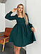 Коктейльне стильне плаття з костюмної тканини, темно-зелене, фото 4