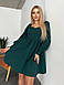 Коктейльне стильне плаття з костюмної тканини, темно-зелене, фото 3