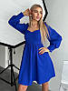 Коктейльне стильне плаття з костюмної тканини, синє, фото 2