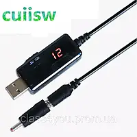 Повышающий кабель питания DC USB 12V9V5V преобразователь с дисплеем для подключения powerbank к роутеру и т.д.
