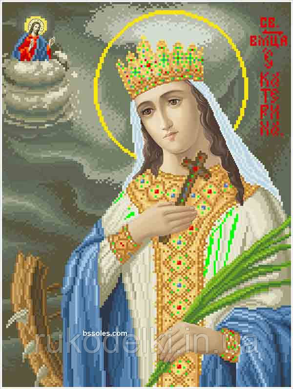 Свята мучениця Катерина (велика) Канва з нанесеним малюнком для вишивання бісером Солес СМК-В-СХ