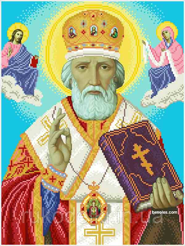 Святий Миколай (великий) Канва з нанесеним малюнком для вишивання бісером Солес СМ-В-СХ