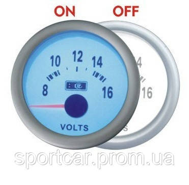 Вольтметр стрелочный Ket Gauge 7701 LED диодный Ø52мм, цена 575 грн ...