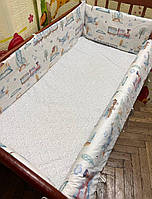 Защита, бортики в детскую кроватку на 4 стороны, бампер в детскую кроватку, 4 части
