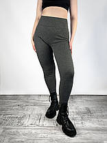 Лосини жіночі трикотажні у великих розмірах Легінси трикотажні в рубчик Сірий 3XL, фото 2