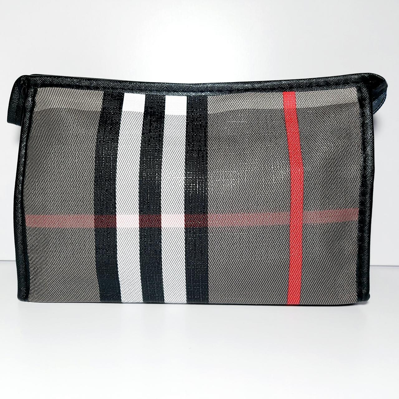 Косметичка прямокутна жіноча шкірозамінник сіра карта, фото 1