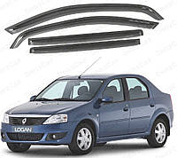 Ветровики Renault Logan I Sd 2004-2012 (вставные)\Дефлекторы окон Рено Логан 1