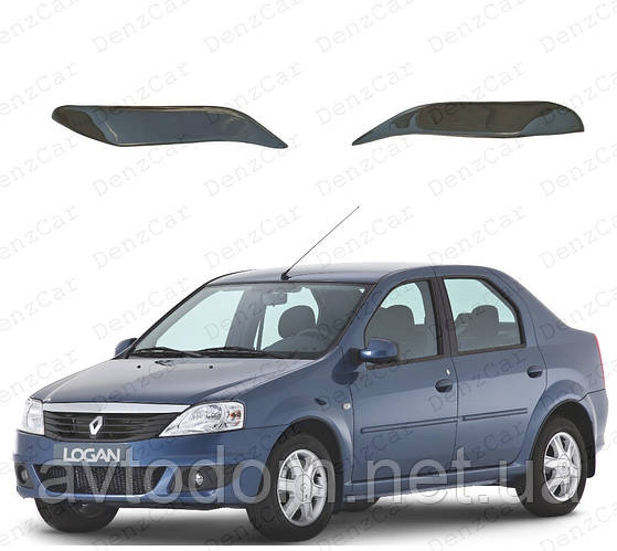 Реснички на фары Renault Logan I 2008-2012\Накладки на фары Рено Логан ...