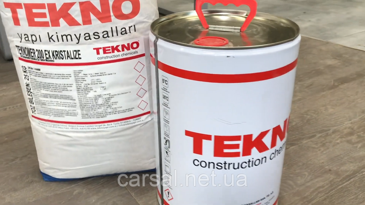 Гідроізоляція проникаюча, еластична полімерцементна Teknomer 200 EX Crystallized (35 кг).