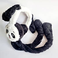 Меховые наушники Панда с поднимающимися светящимися ушами, размер 52-56