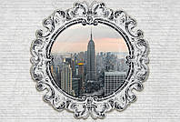 Популярные флизелиновые фотообои в стиле лофт город 312x219 см Нью-Йорк за белой кирпичной стеной