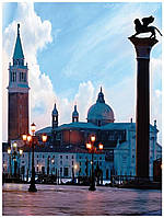 Флизелиновые фотообои вечерний город 184x254 см Площадь Святого Марка в Венеции (335V4A)+клей