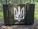 Автомат Калашникова "АКС-74У" набір для алкоголю у дерев'яному ящику - подарунок для військових чоловіків, фото 4