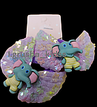 Набір гумок для волосся мікрофібра ⌀3см крильця + звірята з квіточкою 2 шт. в асортименті (P23-10), фото 2