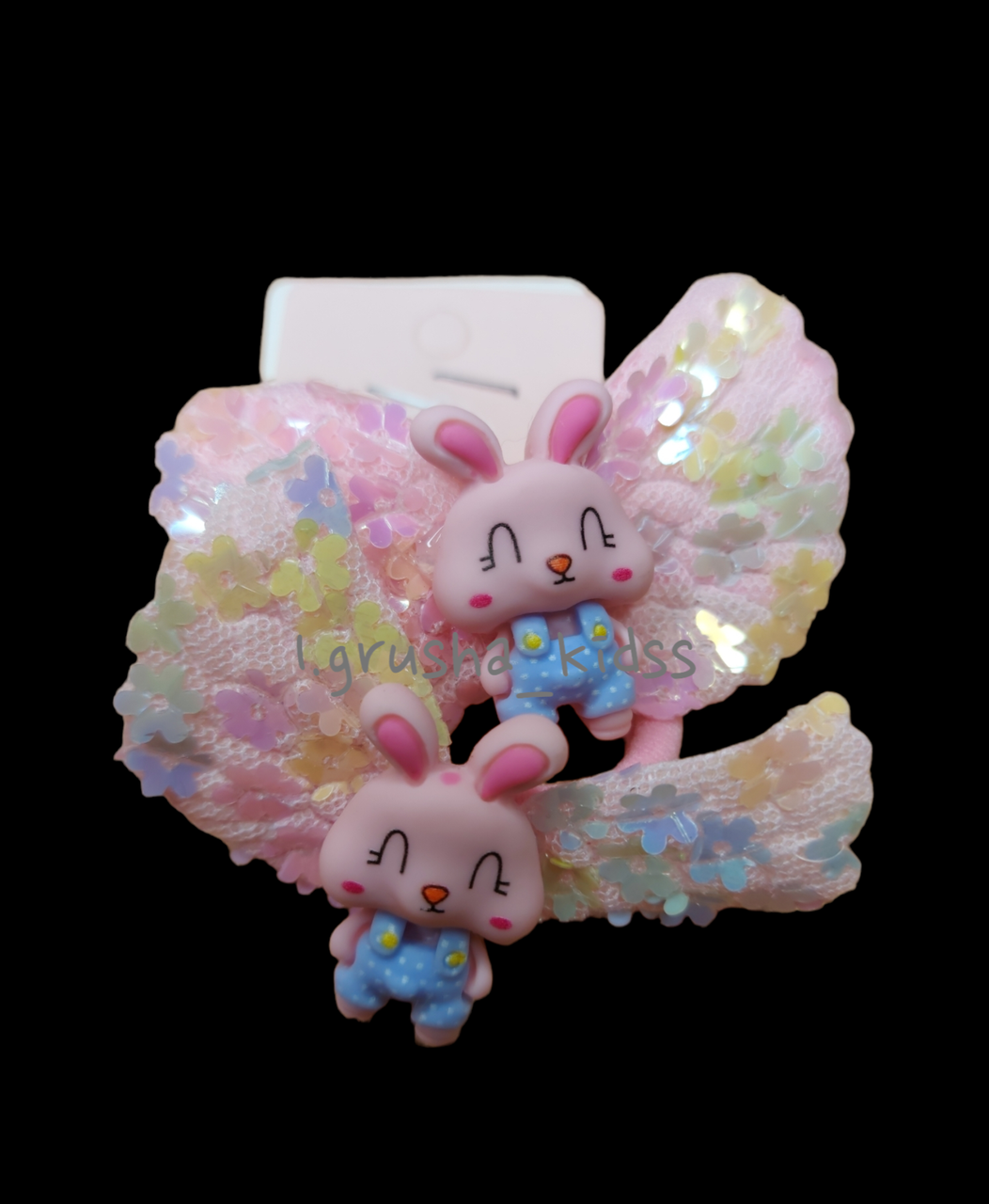 Набір гумок для волосся мікрофібра ⌀3см крильця + звірята з квіточкою 2 шт. в асортименті (P23-10), фото 1