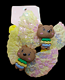 Набір гумок для волосся мікрофібра ⌀3см крильця + звірята з квіточкою 2 шт. в асортименті (P23-10), фото 3