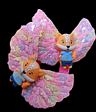 Набір гумок для волосся мікрофібра ⌀3см крильця + звірята з квіточкою 2 шт. в асортименті (P23-10), фото 7