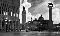 Обои улица города фото 368x254 см Черно-белая Площадь Святого Марка в Венеции (337P8)+клей