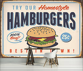 Флізелінові фотошпалери їжа на кухню 368x254 см Фастфуд Найкращі гамбургери (3185V8)+клей