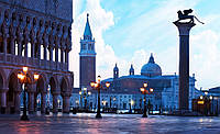 Флизелиновые фотообои улица вечернего города 312x219 см Площадь Святого Марка в Италии (338VEXXL)+клей