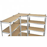 Стелаж кутовий 1800х700х400мм, 150кг, 5 полиць з ДСП оцинкований на зачепах для гаража, будинку, фото 5