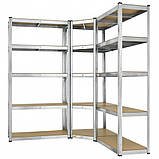 Стелаж кутовий 1800х700х400мм, 150кг, 5 полиць з ДСП оцинкований на зачепах для гаража, будинку, фото 4