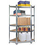 Стелаж кутовий 1800х700х400мм, 150кг, 5 полиць з ДСП оцинкований на зачепах для гаража, будинку, фото 3