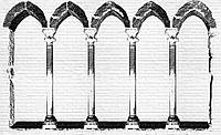 Флизелиновые фотообои в зал 312x219 см Арки на белой кирпичной стене (3337VEXXL)+клей
