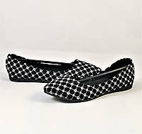 Женские Балетки Черные Мокасины Туфли Замшевые (размеры: 36,39) - J6 высокое качество