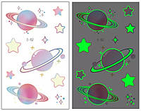 Стикер-тату, Светящиеся Флеш тату, временная татуировка 7.5х12см