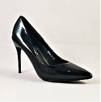 Женские Чёрные Туфли на Каблуке Шпильке Лаковые Модельные (размеры: 35,36,37) - 69-3 высокое качество