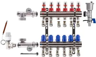 Колектор для теплої підлоги "Koer" в зборі без насоса на 6 контурів