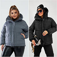 Жіноча зимова куртка плащівка на синтипоні 250 розміри норма та батал