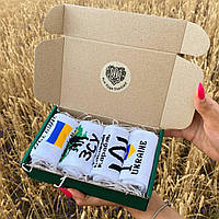 Подарочный комплект мужских носков длинных патриотических с украинской символикой на 4 пары 40-45 Kkimo